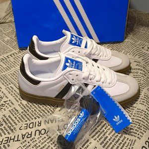 Adidas Samba OG Leather Retro Sneakers White Black New in Box